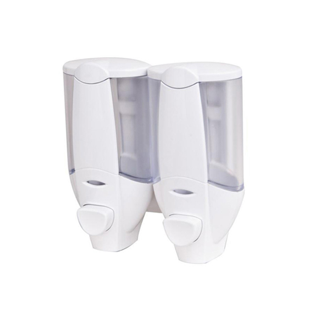OJ-YL20W-D Kylpyhuone 300 ml*2 ABS valkoinen Manuaalinen nestesaippua-annostelijat Visuaaliset ikkunat saniteettiseinään kiinnitettävä nestesaippua-annostelija